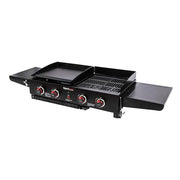 4-Burner Portable Flat Top Propane Gas Grill and Griddle Combo with Folding Legs, 48,000 BTU in Black