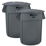 Brute 44 Gal. Grey Round Vented Trash Can  2 Pack