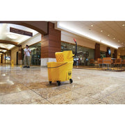 6 in. 24# Cotton Wet String Mop WITH Wave Brake 35 qt. Mop Bucket and Wringer Combo