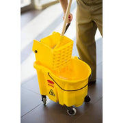 6 in. 24# Cotton Wet String Mop WITH Wave Brake 35 qt. Mop Bucket and Wringer Combo