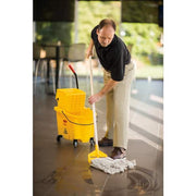 6 in. 24# Cotton Wet String Mop WITH Wave Brake 35 qt. Mop Bucket and Wringer Combo