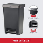 12.4G Premier Series III Step-On Trash Can with Stainless Steel Rim