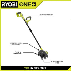 ONE+ 18V 9 in. Cordless Battery Edger with 2.0 Ah Battery and Charger