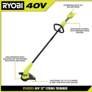 40V Cordless Battery 12 in. String Trimmer and 450 CFM 120 MPH Blower Combo Kit 2-Tools with 4.0 Ah Battery and Charger