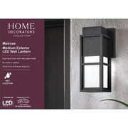 Melrose 10.25 in. 1-Light Sand Black LED Outdoor Wall Mount Lantern
