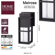 Melrose 10.25 in. 1-Light Sand Black LED Outdoor Wall Mount Lantern