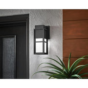 Melrose 10.25 in. 1-Light Sand Black LED Outdoor Wall Mount Lantern