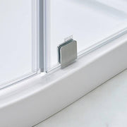 Glamour 34 in. x 76.40 in. Corner Drain Corner Shower Kit in Satin Nickel and White