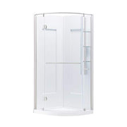 Glamour 34 in. x 76.40 in. Corner Drain Corner Shower Kit in Satin Nickel and White
