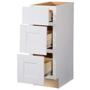 Shaker 18 in. W x 24 in. D x 34.5 in. H Assembled Drawer Base Kitchen Cabinet in Satin White with Ball-Bearing Glides