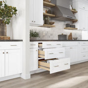 Shaker 18 in. W x 24 in. D x 34.5 in. H Assembled Drawer Base Kitchen Cabinet in Satin White with Ball-Bearing Glides