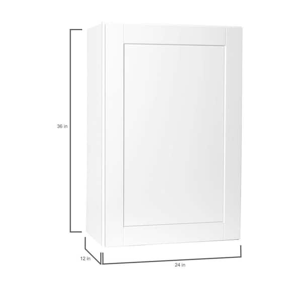 Hampton Bay 24 in. W x 12 in. D x 36 in. H Assembled Wall Kitchen Cabinet in Satin White - Thumbnail 5