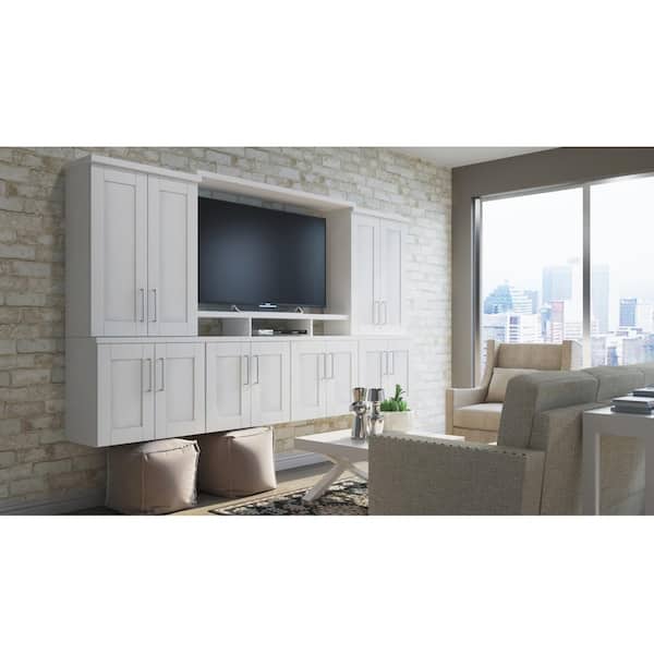 Hampton Bay 24 in. W x 12 in. D x 36 in. H Assembled Wall Kitchen Cabinet in Satin White - Thumbnail 4