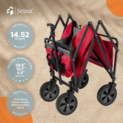 150 lbs. Capacity 12 cu. ft. Portable Folding Steel Wagon Fabric Outdoor Garden Cart in Red