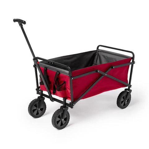 150 lbs. Capacity 12 cu. ft. Portable Folding Steel Wagon Fabric Outdoor Garden Cart in Red