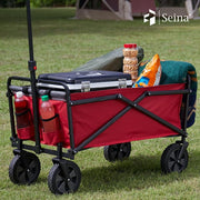 150 lbs. Capacity 12 cu. ft. Portable Folding Steel Wagon Fabric Outdoor Garden Cart in Red