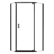 Cove 38 in. L x 38 in. W x 78 in. H 3-Piece Corner Drain Neo Angle Shower Stall Kit in Shale and Matte Black