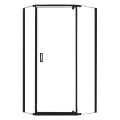 Cove 38 in. L x 38 in. W x 78 in. H 3-Piece Corner Drain Neo Angle Shower Stall Kit in Shale and Matte Black