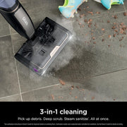 Steam Pickup 3-in-1 Corded Steam Mop for Hardwood, Tile, Stone and Laminate in Black with Storage Tray, Self Cleans