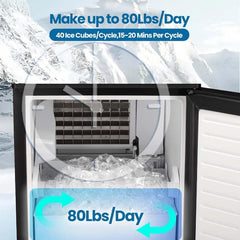 15 in. 80 lbs. Freestanding or Built-in Premium Compact Ice Machine Maker in Stainless Steel
