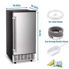 15 in. 80 lbs. Freestanding or Built-in Premium Compact Ice Machine Maker in Stainless Steel