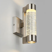 Ansel Stainless Steel Modern Bubble Glass Integrated LED Outdoor Hardwired Garage and Porch Light Cylinder Sconce