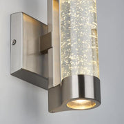 Ansel Stainless Steel Modern Bubble Glass Integrated LED Outdoor Hardwired Garage and Porch Light Cylinder Sconce