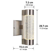 Ansel Stainless Steel Modern Bubble Glass Integrated LED Outdoor Hardwired Garage and Porch Light Cylinder Sconce
