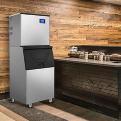 22.3 in. 450 lbs. /24 Hours Split Commercial Ice Maker 300 lbs. Storage Bin in Silver Two packages 156 Ice Cubes/Cycle