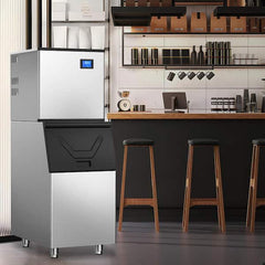 22.3 in. 450 lbs. /24 Hours Split Commercial Ice Maker 300 lbs. Storage Bin in Silver Two packages 156 Ice Cubes/Cycle