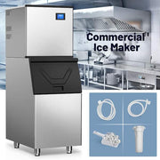 22.3 in. 450 lbs. /24 Hours Split Commercial Ice Maker 300 lbs. Storage Bin in Silver Two packages 156 Ice Cubes/Cycle