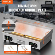 Commercial Electric Griddle, 4,400W Countertop Flat Top Grill, 28.74 x 15.75 x 0. 39 in .528.87 sq. in. Silver