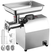 Electric Meat Grinder 8.3 lbs. Min 650-Watt Industrial Meat Mincer Silver Stainless Steel Commercial Grinder ETL Listed