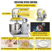 15 Qt. Commercial Food Mixer 3 Speeds Adjustable Spiral Mixer with Stainless Steel Bowl for Schools Bakeries