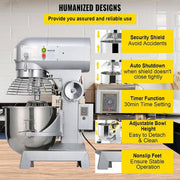 15 Qt. Commercial Food Mixer 3 Speeds Adjustable Spiral Mixer with Stainless Steel Bowl for Schools Bakeries