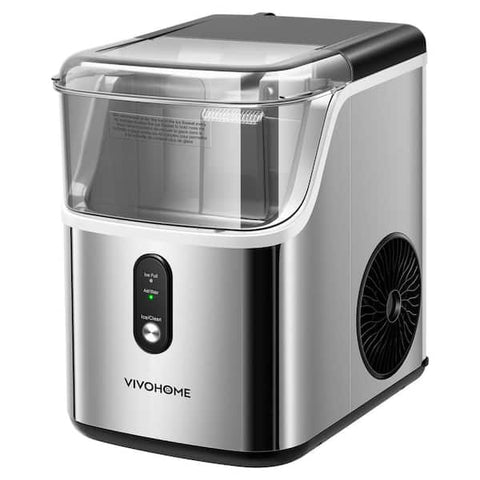 8. 7 in. 33 lbs. Countertop Nugget/Pebble Ice Maker with Self-Cleaning in Silver