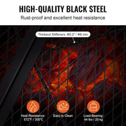 X-Marks Fire Pit Grill Grate, Foldable Round Cooking Grate, Heavy Duty Steel Campfire BBQ Grill Grid with Handle