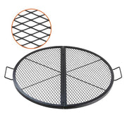 X-Marks Fire Pit Grill Grate, Foldable Round Cooking Grate, Heavy Duty Steel Campfire BBQ Grill Grid with Handle