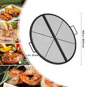 X-Marks Fire Pit Grill Grate, Foldable Round Cooking Grate, Heavy Duty Steel Campfire BBQ Grill Grid with Handle