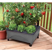 24.5 in. x 20.5 in. Slate Gray Plastic Patio Raised Garden Bed Kit with Watering System and Casters