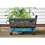 24.5 in. x 20.5 in. Slate Gray Plastic Patio Raised Garden Bed Kit with Watering System and Casters