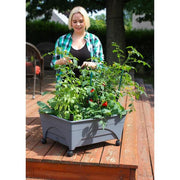 24.5 in. x 20.5 in. Slate Gray Plastic Patio Raised Garden Bed Kit with Watering System and Casters
