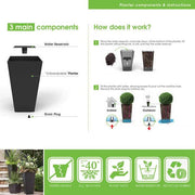 10 in. x 20 in. Slate Rubber Self-Watering Planter