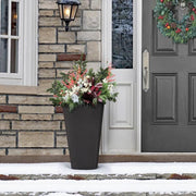 14 in. x 27.5 in. Slate Rubber Self Watering Planter