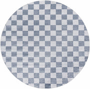 Alie Blue Gray Checkered Washable Rug