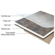 Smoke Slate 3 MIL x 12 in W x 12 in L Peel and Stick Water Resistant Vinyl Tile Flooring 30 sq ft