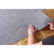 Smoke Slate 3 MIL x 12 in W x 12 in L Peel and Stick Water Resistant Vinyl Tile Flooring 30 sq ft