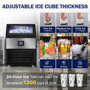 22.8 in. 350 LBS./24 H Half Size Cubes Built in/Freestanding Commercial Ice Maker With Self-Cleaning, Stainless Steel