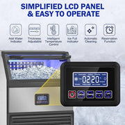22.8 in. 350 LBS./24 H Half Size Cubes Built in/Freestanding Commercial Ice Maker With Self-Cleaning, Stainless Steel