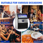22.8 in. 350 LBS./24 H Half Size Cubes Built in/Freestanding Commercial Ice Maker With Self-Cleaning, Stainless Steel